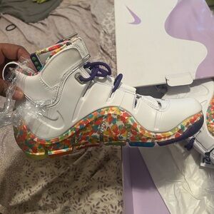 Nike Zoom LeBron IV Box in White/Purple Fruity Pebbles ed. His favorite cereal.